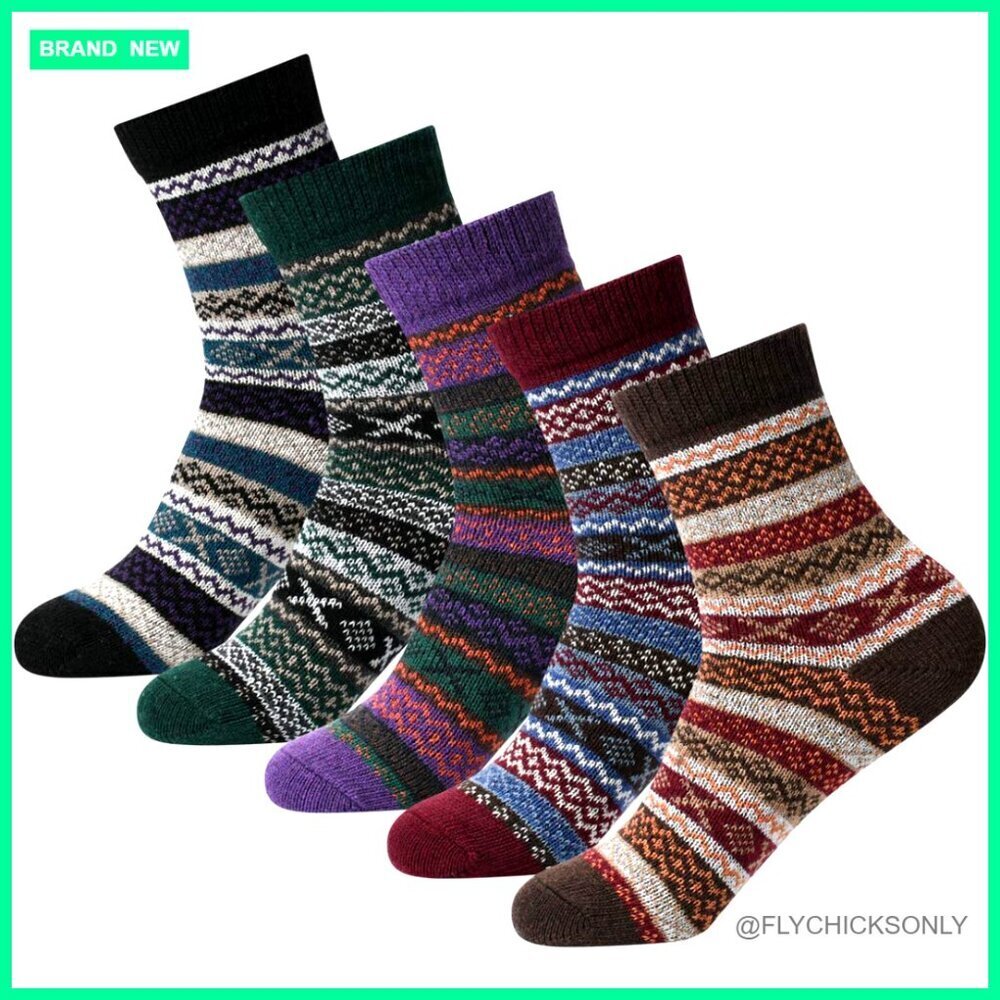 Wool Crew Socks Women's Size 5-9 Warm Thick Soft Pack of 5